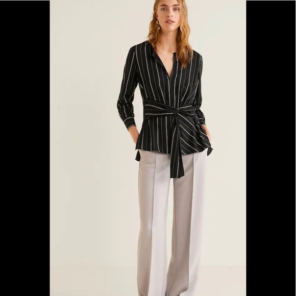 Mango Striped bow blouse - Picture 2 of 8